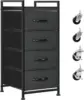 Fabric Storage Dresser Bedroom 4 Drawer Storage Organizer Unit Vertical Drawer Small Nightstand with Rolling Casters (Dark Gray) 1