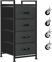 Fabric Storage Dresser Bedroom 4 Drawer Storage Organizer Unit Vertical Drawer Small Nightstand with Rolling Casters (Dark Gray) 1