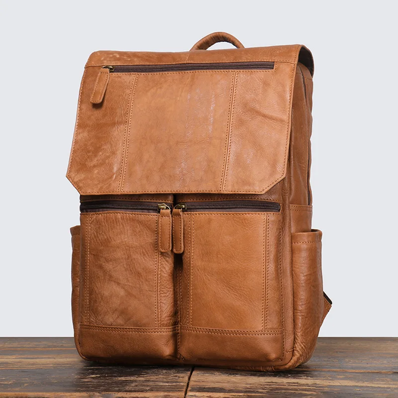 

Men Leather Backpack Waterproof Cowhide Men's Backpack High-grade Large Capacity Computer Backpack Business Designer Luxury Male