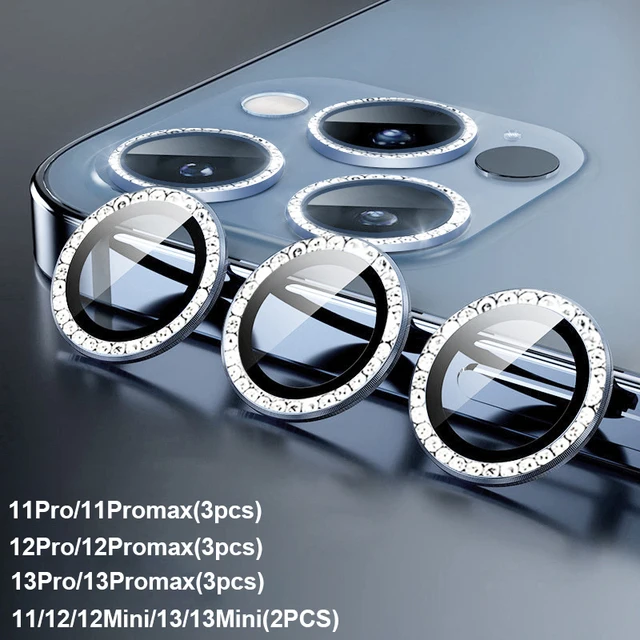 Diamond Glitter Camera Lens Protector with Tempered Glass and Metal Ring