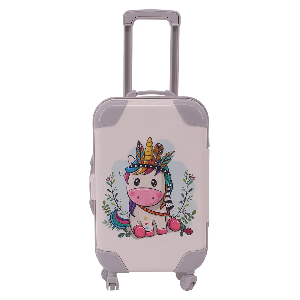 Mini Luggage Doll Accessories Suitcase Cute Anime Printing Unicorn/Cat For 30Cm Duck lalafanfan/18 inch Girl's/Paola Reina dolls 6