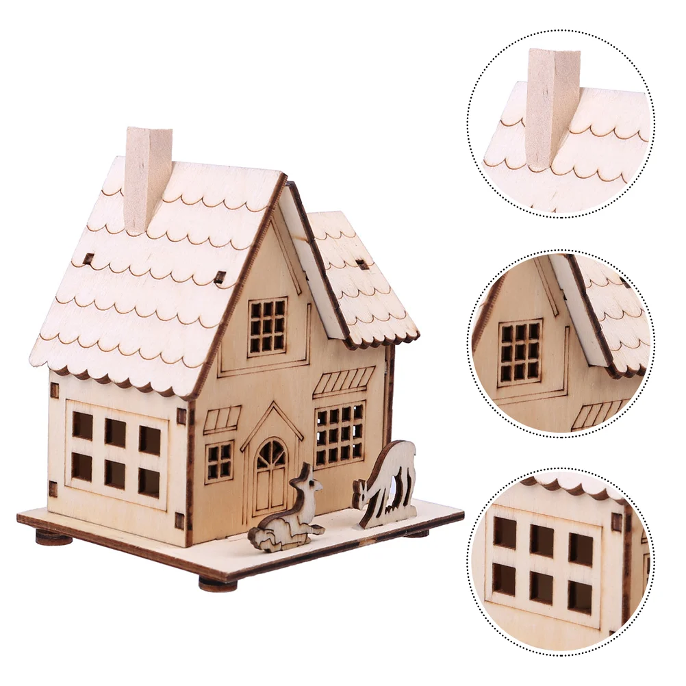

Christmas LED Luminous Cabin Adornment Wooden House Decoration