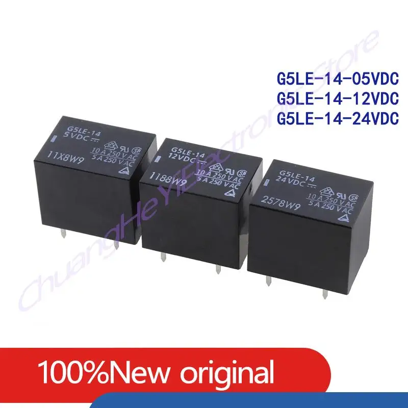 

10Pcs/Lot G5LE-14-5VDC G5LE-14-12VDC G5LE-14-24VDC DC5V DC12V DC24V 5Pin 10A T73 Relay 250VAC