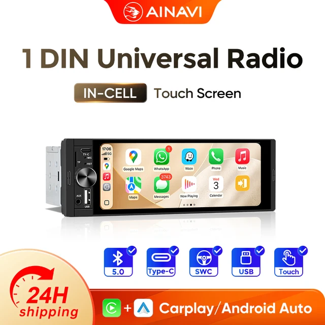 Autoradio universel AINAVI K40 K50 1 Din Carplay sans fil Android Auto Multimédia automobile MP5 Écran tactile HD IPS USB TYPE-C BT 5.0 1