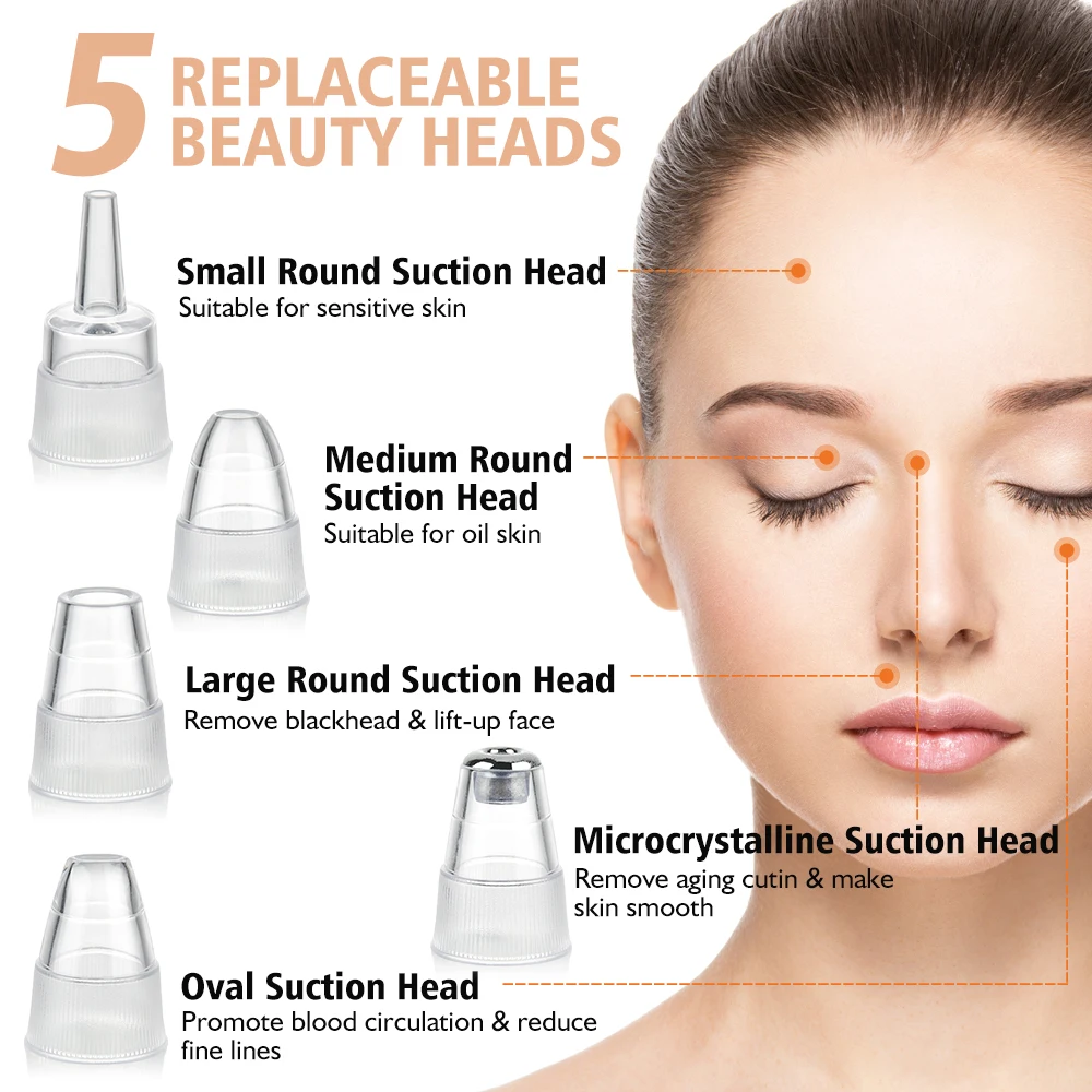 Electric Vacuum Suction Blackhead Remover Facial Pore Cleaner Comedone Spot Acne Pimple Blackhead Extractor USB Rechargeable 3