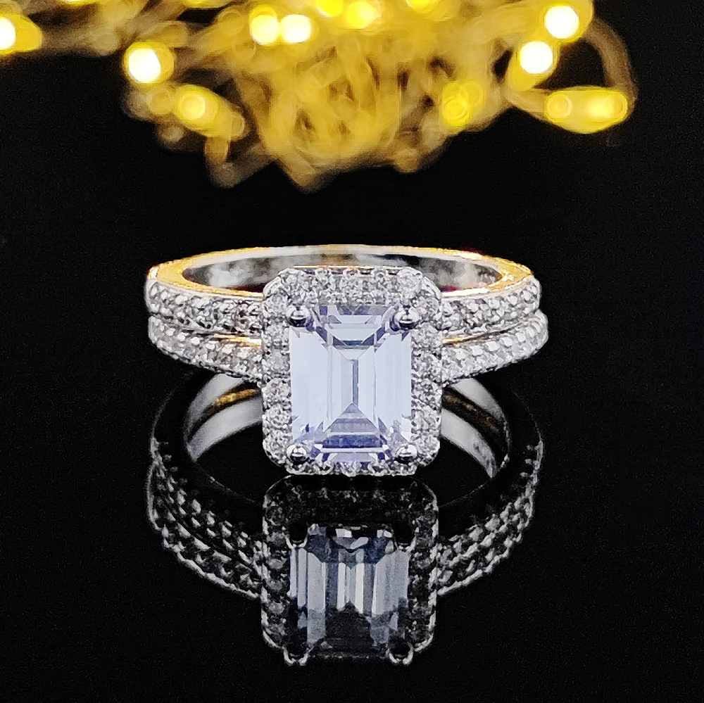 Black Friday 2023 New Genuine Pure Silver Color Cut Rings Sets for Women Wedding Ring Sets R4212