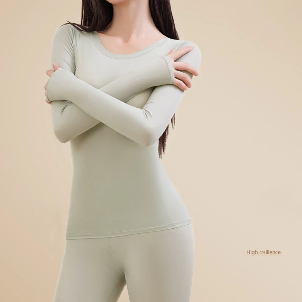 1pcs Women's Ultrathin Thermal Underwear Set High elasticity Plus Size Constant Temperature Seamless Long Sleeve Bottoming Sets