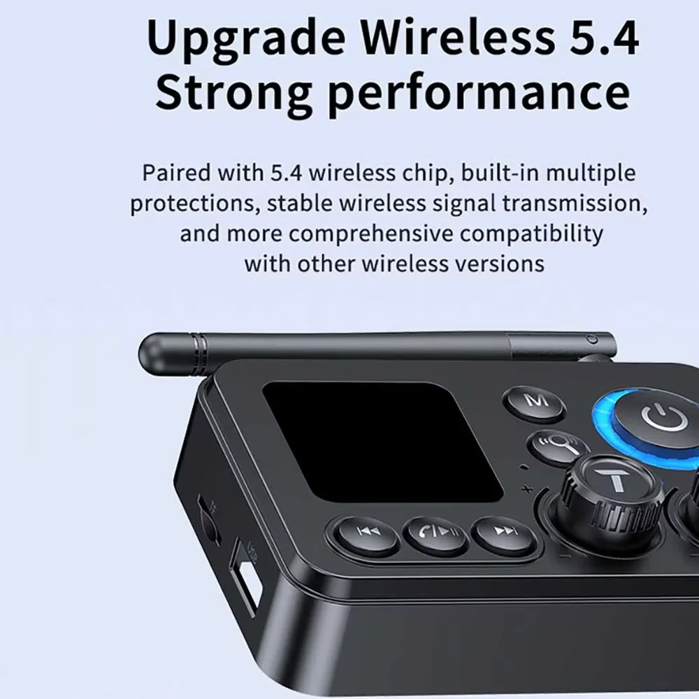 블루투스 5.4 수신기 송신기 광/동축/3.5mm AUX 무선 오디오 어댑터 TF/U-디스크 재생 지원 차량용 스피커
