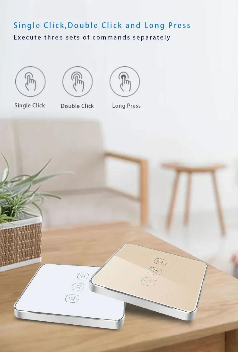 Zigbee Wireless Scene Switch 1 2 3 Gang Wall Touch Button On Off Works with Tuya