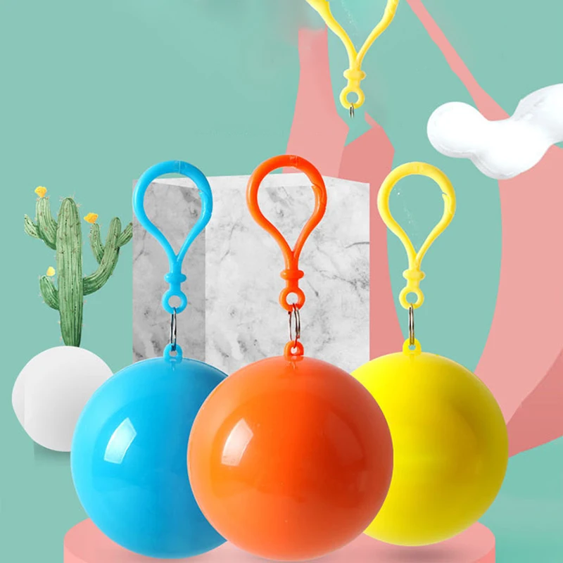 Portable Mini Raincoat Ball Thicken Disposable Raincoat Cape for Adults Emergency Waterproof Raincoats Ball with Keychain Unisex
