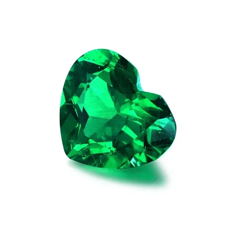 Lab Grown Colombia Emerald Heart Shape Green Color Gemstone For Diy Jewelry Earrings Making Material Selectable AGL Certificate
