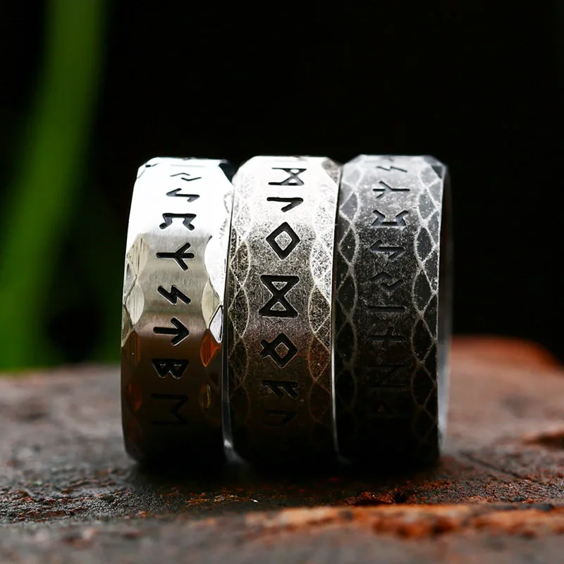 Wedding Ring Vintage Odin Norse Viking Amulet Rune Rings For Men Fashion Stainless Steel Words Valentine's Days Gifts finger ring wedding rings stainless steel ring