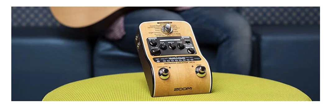 ZOOM AC-2 Vorverstärker-Gitarrenpedal mit DI, Klangwiederherstellung, Stimmgerät, Reverb, EQ und Anti-Feedback-Funktion – Detail 2