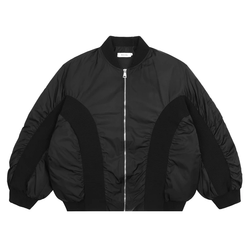 

Winter Thick Jacket Parkas Men Hip Hop Solid Color Patchwork Bomber Jacket Fashion Stand Collar Casual Oversized Coat Couple Top