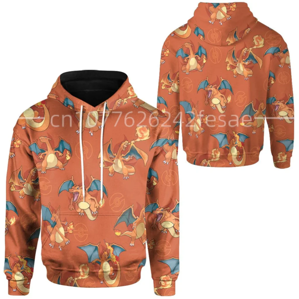 

2023 Pokemon Charizard Hoodie Men's and Women's Fashion Sportswear 3D Hoodie PKM Custom Pokemon Children Hoodie