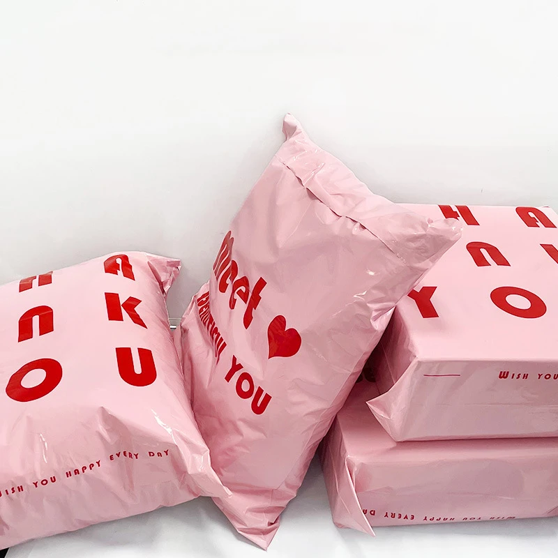 25x35cm Small Courier Bag Thank You Printed Shipping Envelope White/Pink/Green Plastic Express Mailing Bags Gift Pouches 10Pcs
