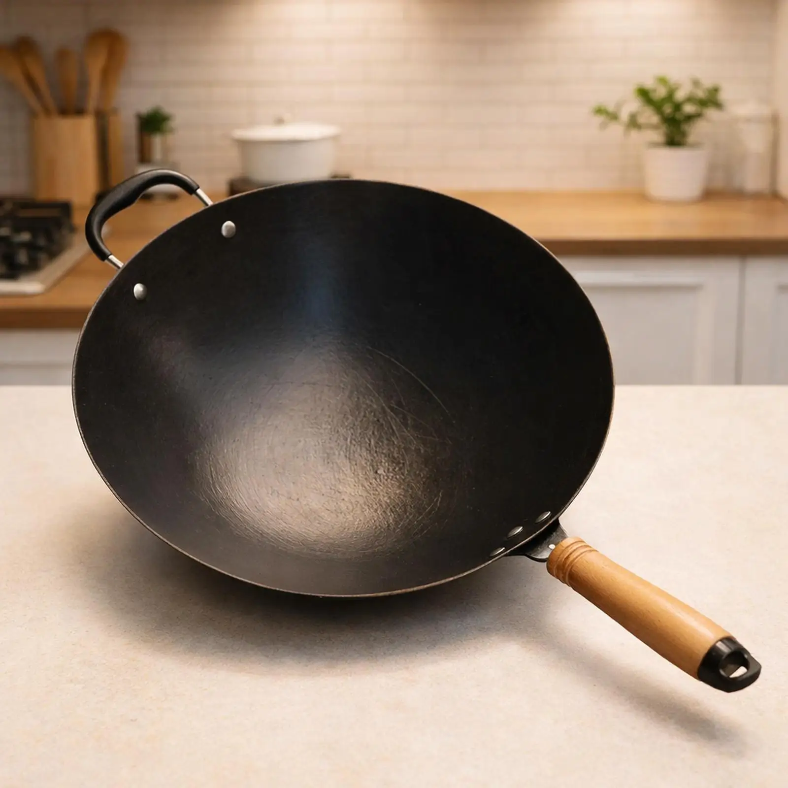 Iron Non Stick Wok Pan Handmade Frying Pan Universal Cookware Pot for Induction Cooker and Gas Stove Kitchen Use Iron Non Stick Wok Pan Handmade Frying Pan Universal Cookware Pot for Induction Cooker and Gas Stove Kitchen Use