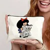 Mafalda Cute Makeup Organizer Women's Canvas Makeup Bag Environmental Protection Large Capacity Fashion Shopping Wallet 4