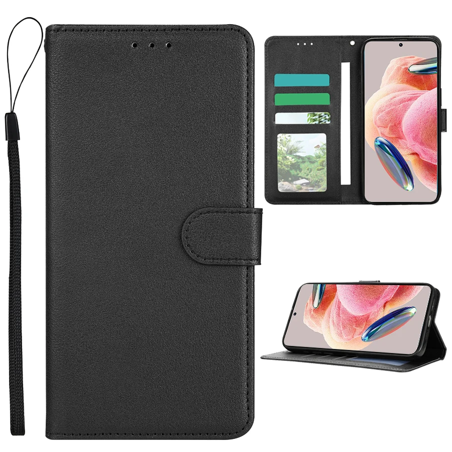 Leather Wallet Case with Card Slot and Photo Frame Stand, Magnetic Flip Design