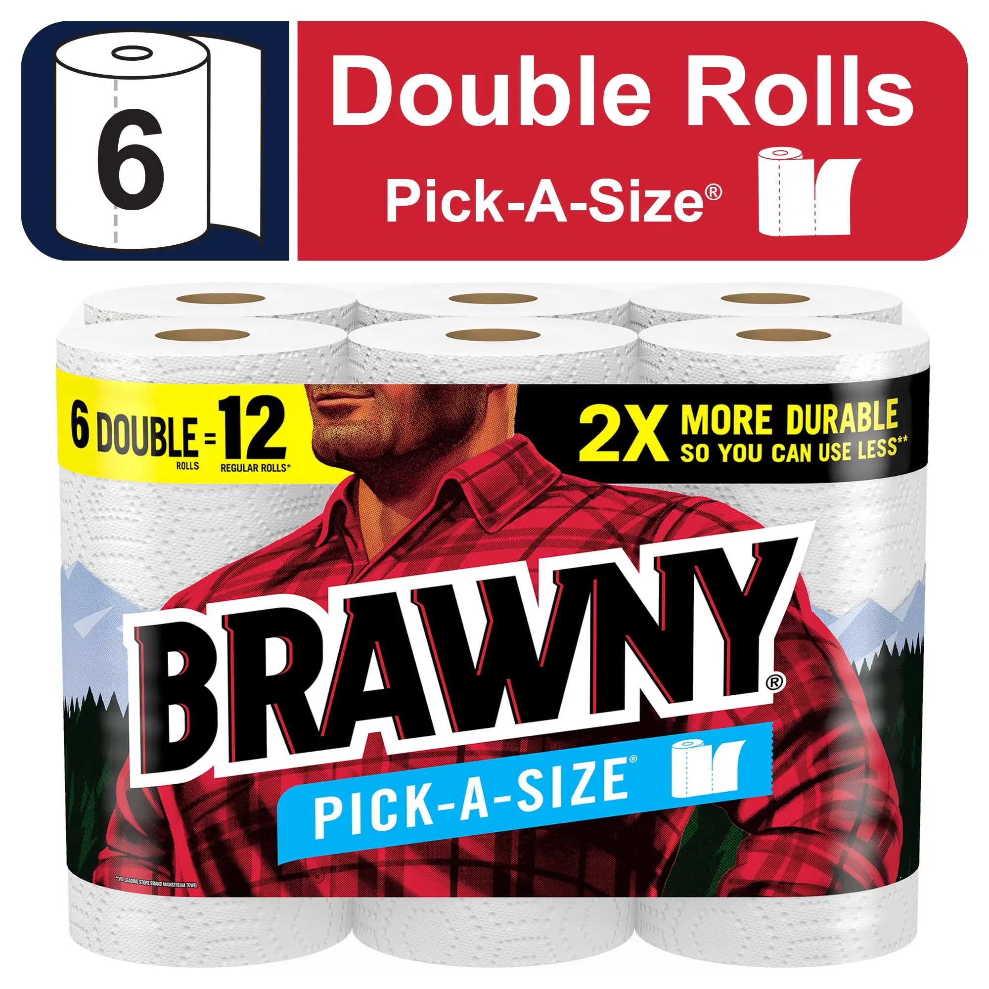 Pick-a-Size Paper Towels 6 Double Rolls Strong Durable and Absorbent Perfect for Tough Messes and All Your Everyday Cleaning