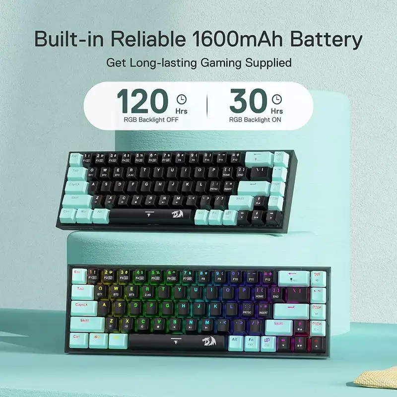 Redragon K631 PRO 65% 3-Mode Wireless RGB Gaming Keyboard, 68