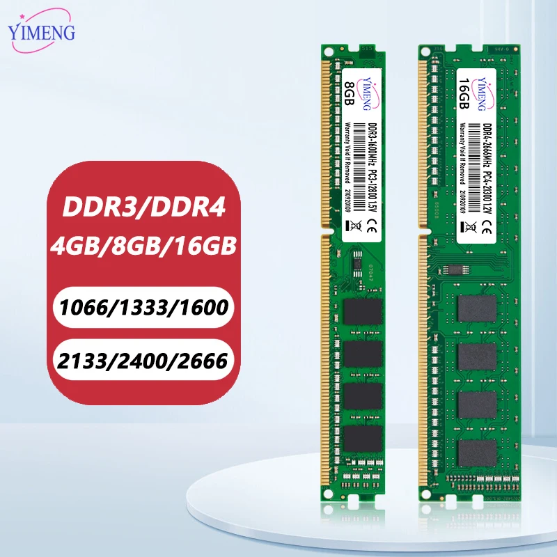 thumbnail image 1 of DDR3 DDR4 4GB/8GB/16GB Desktop Memories Ram PC4 1.2V 2133 2400 2600 3200Mhz PC3 1.5V 1066 1333 1600Mhz Computer DIMM Memory Ram, 1 of 4