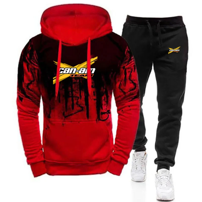 CAN-AM BRP 2022 Men's New Tracksuit Printing Gradient Color Hoodies Cotton Harajuku Hooded Tops And Pants Casual Sweatpant Sets 3