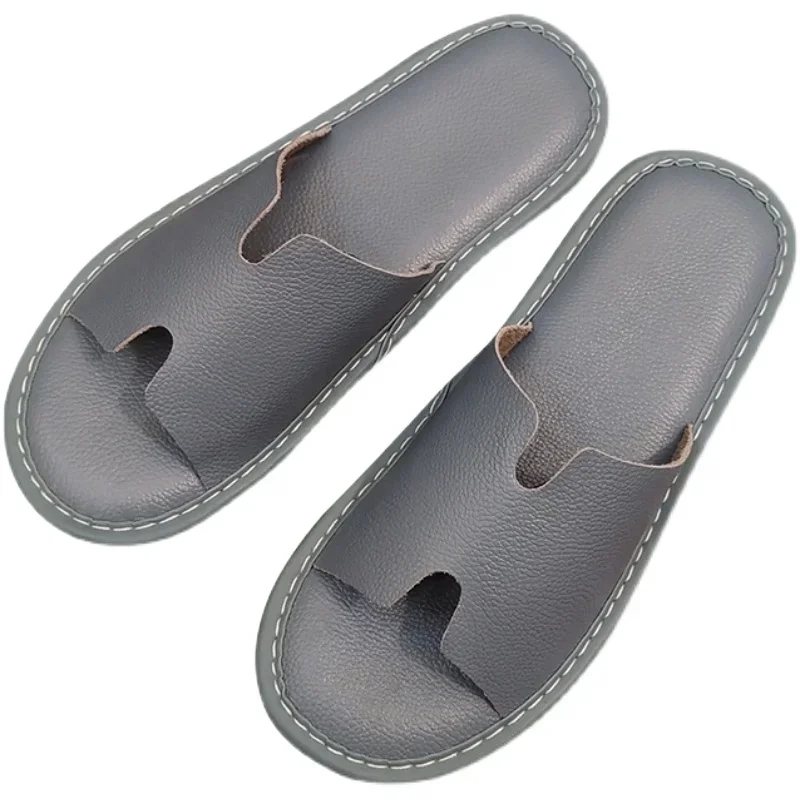 Cow Leather Summer anti-odorant Indoor Slippers for men and women non-skip soft mute genuine leather couple's home slippers