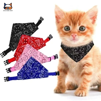 사랑스러운 조절식 고양이 목걸이, S/M/L 사이즈, 강아지 고양이 넥타이, 애완 동물 삼각형 타액 타이 스카프, 강아지 반다나 칼라, PU 가죽