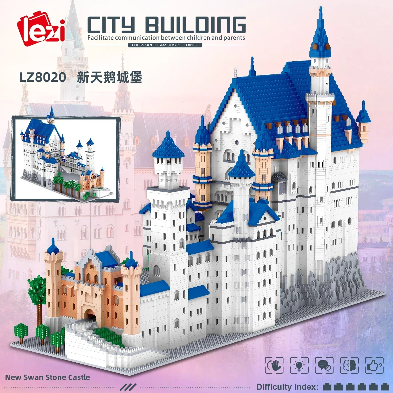 Neuschwanstein Castle Princess Building Blocks Kit Makes a Great Gift for Boys and Girls Birthday Party Favors
