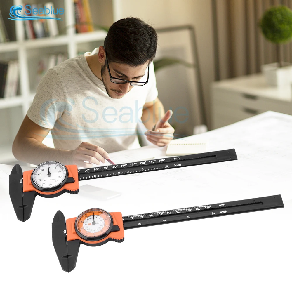 Nuovo 1 Pz Quadrante Calibro Strumenti Di Misura Di Plastica Vernier Caliper Con Orologio Di Alta Precisione Indicatore Quadrante 0-150Mm/0-6 Pollici