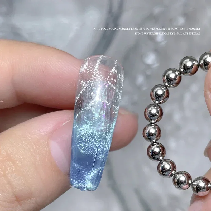 Round Magnetic Bead Nail Art Multi-Function Magnet Cube Stones for Water Wave Ripple Cat Eye Design Gel Polish Manicure Tools Cat Eye Nail Tool Magnetic Nail Art Tools Magnetic Nail Tools
