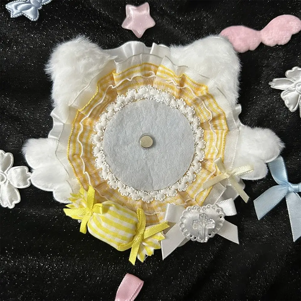 귀여운 레이스 배지 홀더 꽃 날개 DIY 핀 트레이 고양이 귀 배지 디스플레이 베이스 애니메이션 배지 장식