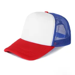 Personalized Mesh Baseball Caps: Stylish Unisex Trucker Hats - Blank cap (Red white blue)