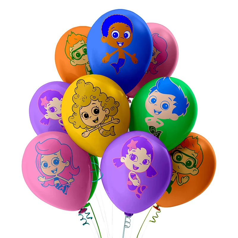 Amscan Bubble Guppies Birthday Balloons - Pack Of 6, 12 Inch, Assorted Colors (Green, Orange, Aqua)