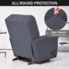 Battilo Waterproof Recliner Chair Cover Elastic Plush Lazy Sofa Cover Massage Chair Covers with Pocket Stretch Plaid Slipcover 4
