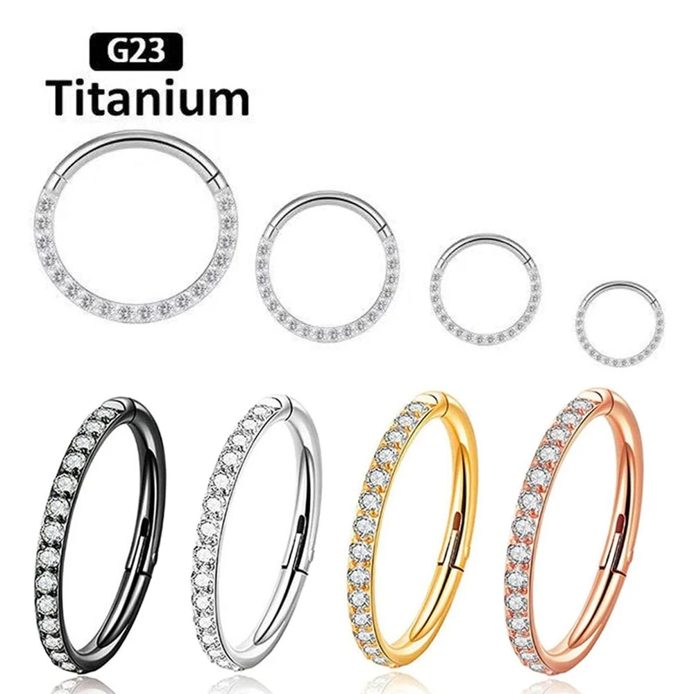 

Серьга-Кольцо из титана G23 с фианитами для пирсинга