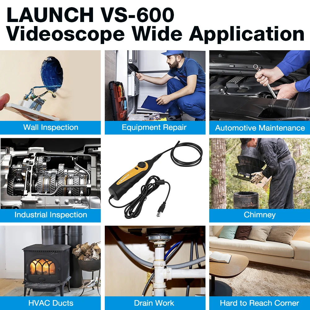 LAUNCH VSP-600 ī޶  , X431 VSP600, HD IP67 2M ̺,   LED  6 , Mirco USB CŸ   ˻