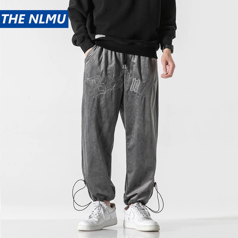 

Vintage Full Cashew Straight Pants Men Letter Embroidered Wide Leg Sweatpants Joggers Harajuku Trousers Track Pant