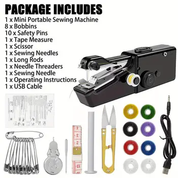 Mini Portable Handheld Sewing Machine USB Powered Wireless Operation With DIY Travel Accessories Durable Safe Quick Home Repairs 2
