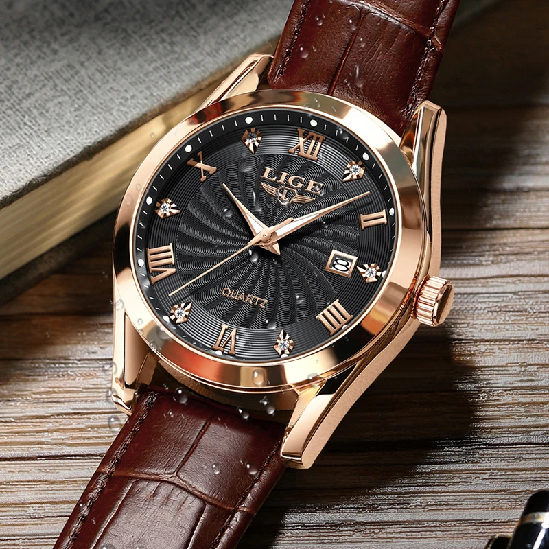LIGE Military Watch Men Fashion Business Sports Men's Quartz Wristwatches Original Leather Waterproof Watch For Men Montre Homme