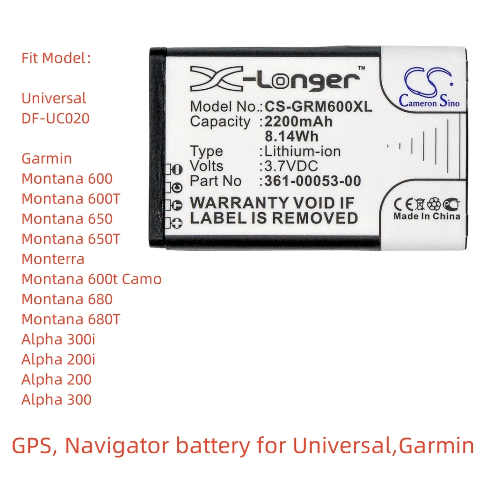 

Li-ion GPS, Navigator battery for Garmin,3.7v,2200mAh,Montana 650T Alpha 200i