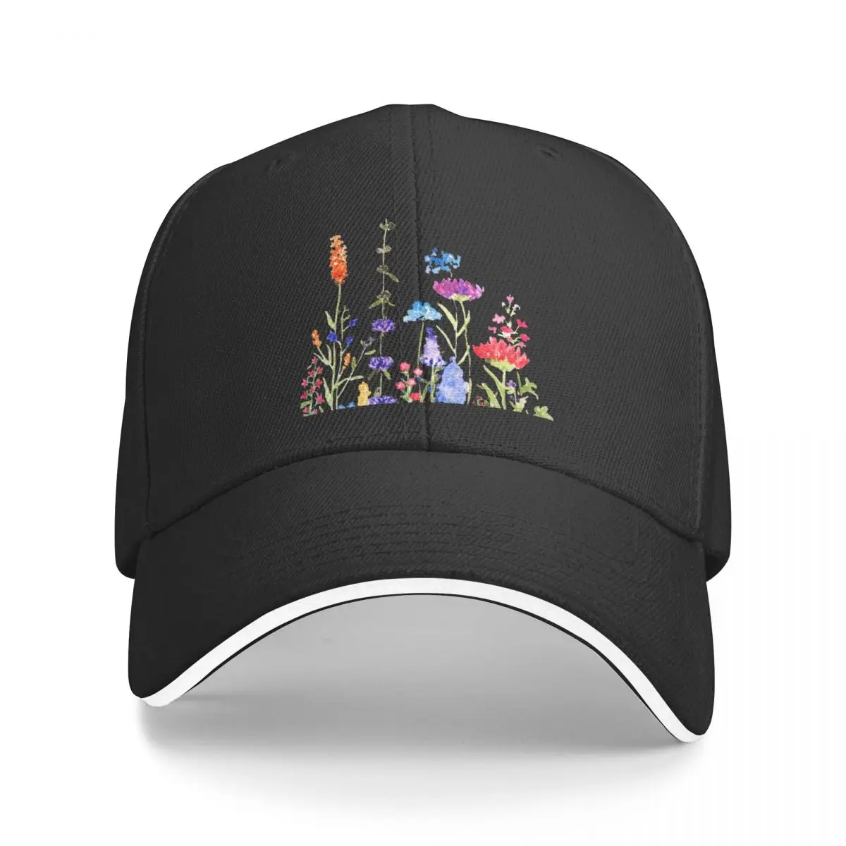 

colorful wild flowers watercolor painting Baseball Cap Uv Protection Solar Hat Luxury Hat Hat For Women Men'S