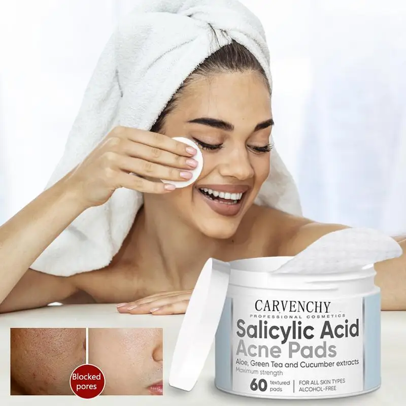 

Skin Cleaning Salicylic Acid Pads Face Cleanser 120g Anti Acne Oil Control Shrink Pores Cotton Tablets Skin Care Makeup Wipes