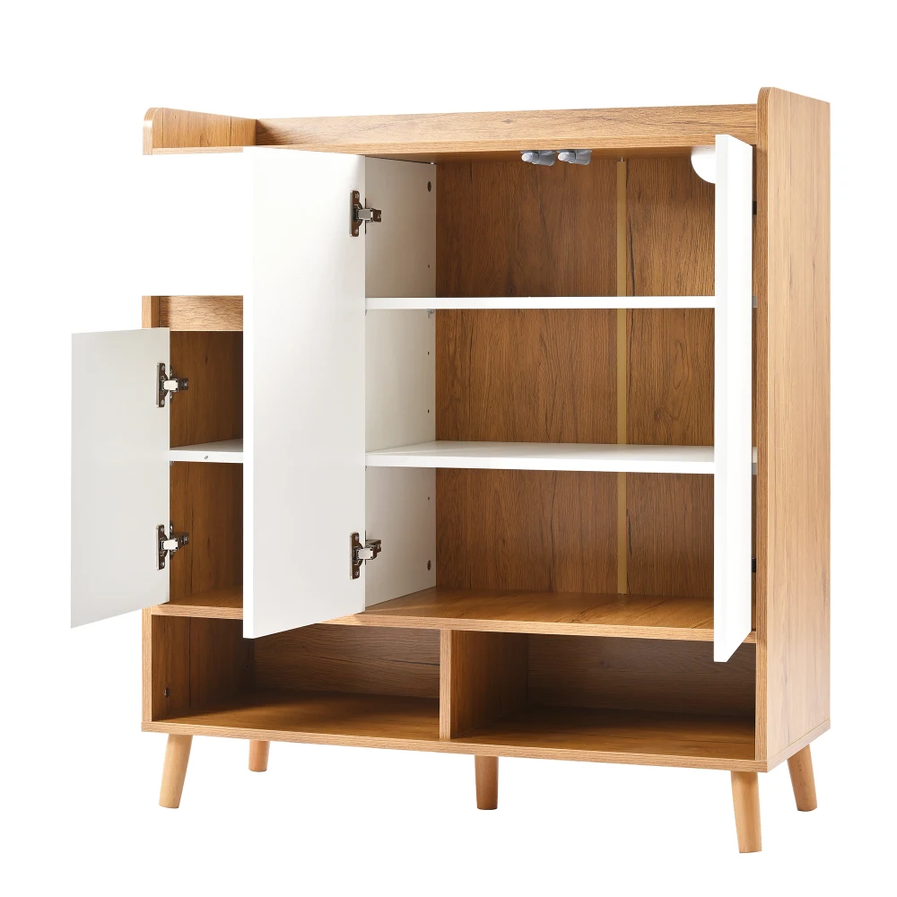 Mehrzweck-Sideboard-Schuhschrank mit Schubladen – großer Stauraum, 4-türiges Design für Esszimmer und Wohnzimmer, Heim-Organizer – Detail 34