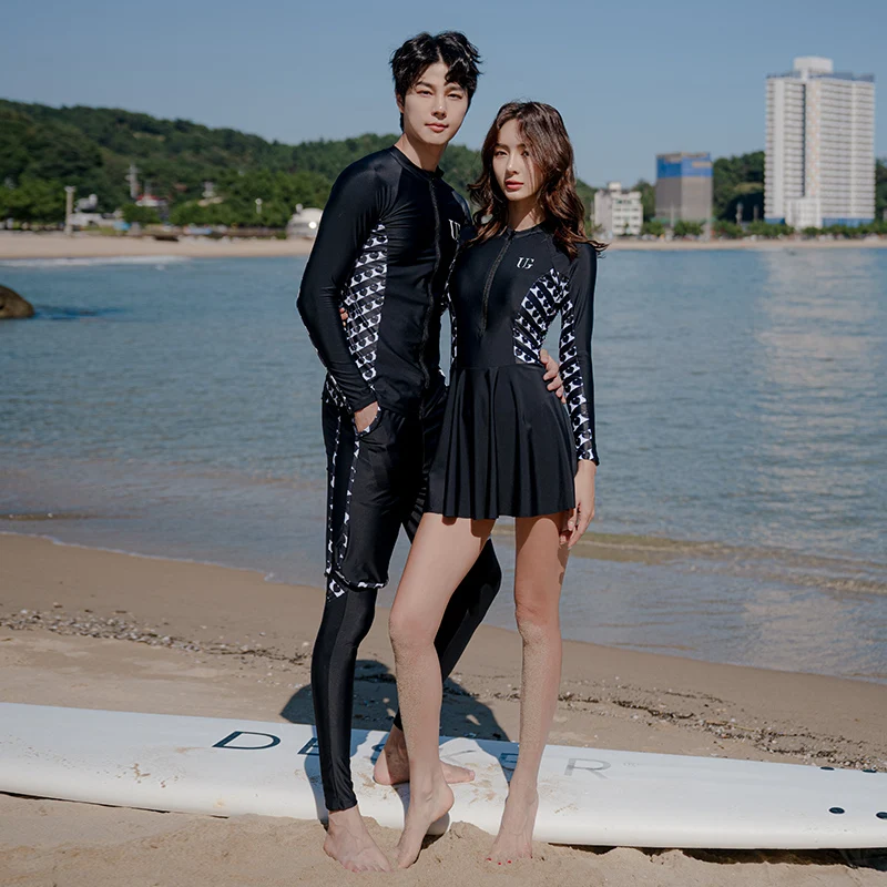 

Wisuwore Korean Ins Slim Fit and Slim Couple Sports Surfing Diving Suit Men's Wind Sunscreen Conservative Long Sleeve Swimwear