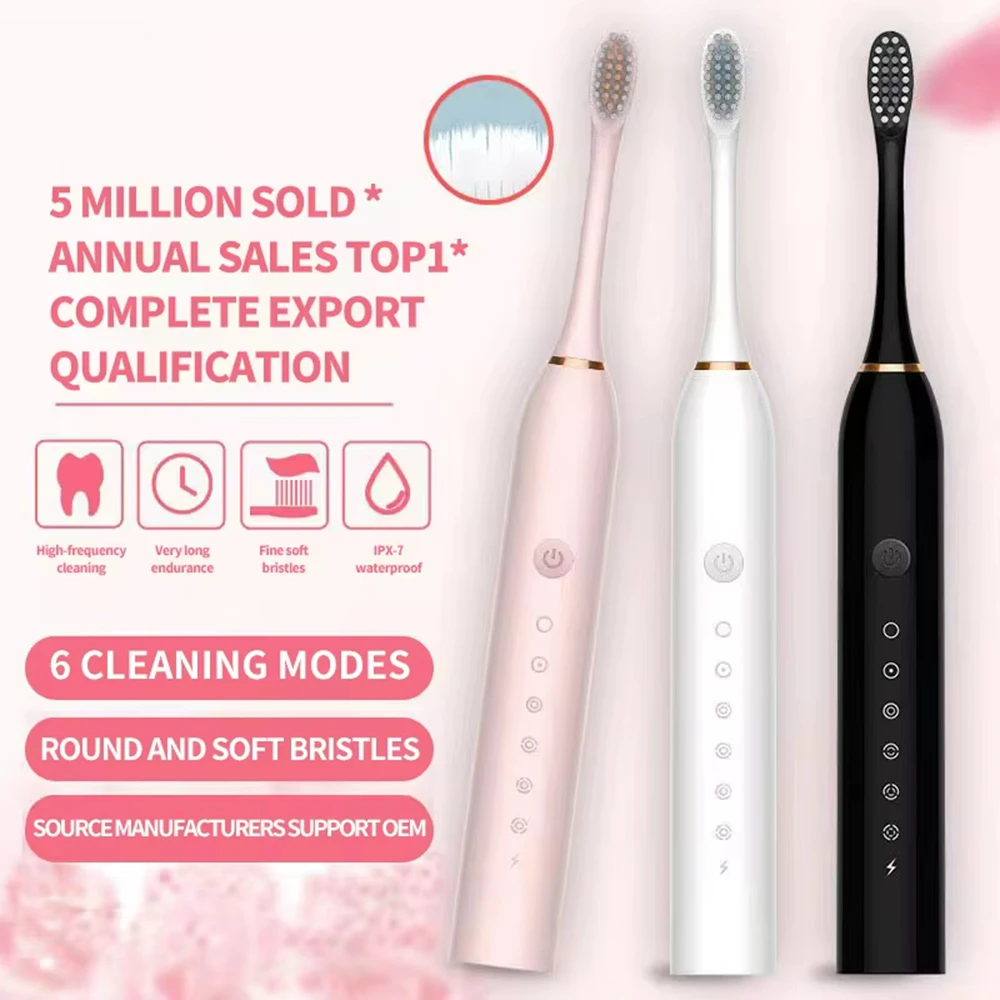 Xiaomi Sonic Electric Toothbrush For Adults IPX7 Waterproof DuPont Brush Head USB Rechargeable 6 Modes With Replacement Heads 2