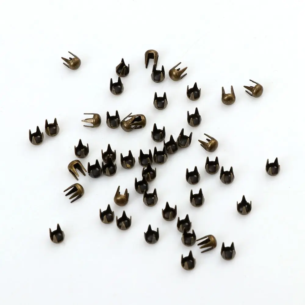 50Pcs 3mm Mini Claw Hammer Buckle Gold/Silver/Bronze/Black Metal Round Bead Super Small Doll Button DIY Toy Clothes Accessories