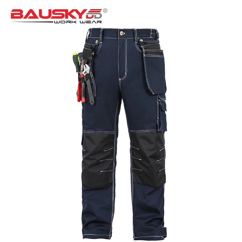 Mens Work Trousers Bauskydd Mens 100% cotton durable multi pockets work trousers with eva knee pads work pants workwear Mens Work Pants