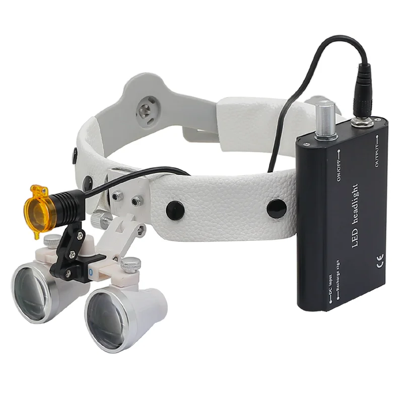 3.5X Head Wearing Dental Magnifier Helmet Binocular Loupes 3W LED